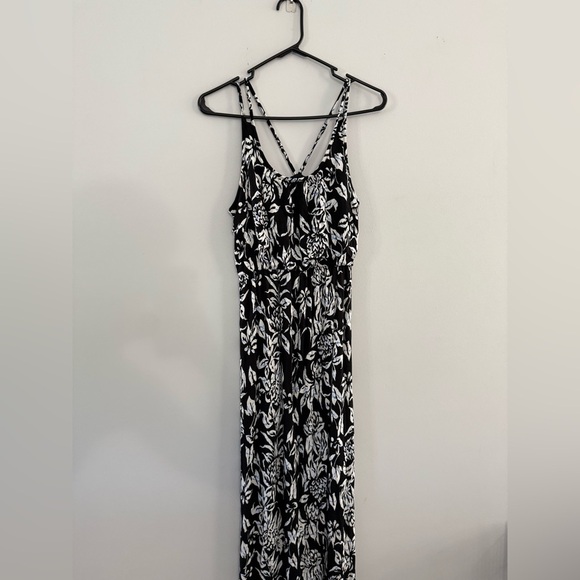 The Loft Floral Sundress Maxi Dress Tank Sleeveless White Black Blue Size XS - Picture 3 of 11